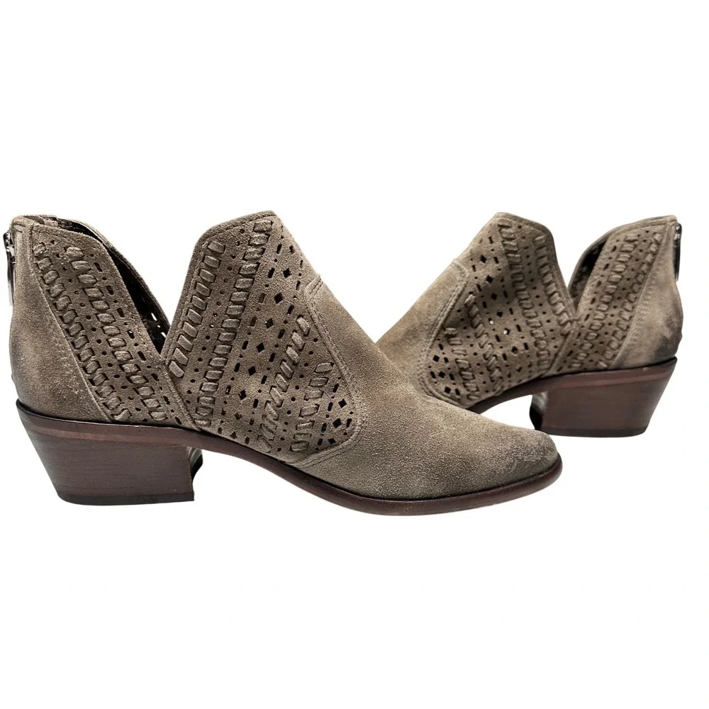 Vince Camuto Women's 7 Leather Cut Out Ankle Booties Prasata Suede Boho Western
